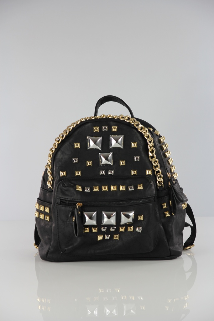 Designer Beutel,Tasche im aktuellen Design, Rucksack, Backpack, Schwarz Metall