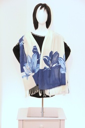 [1] LUXUS XXL Schal Tuch Halstuch Stola Überwurf groß Blumen Blüten Print Muster